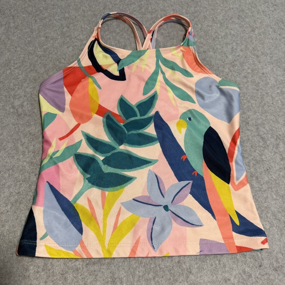 Tea Brand Girls Swim Top Long Sleeved bright And Colorful All Over Bird Print 12